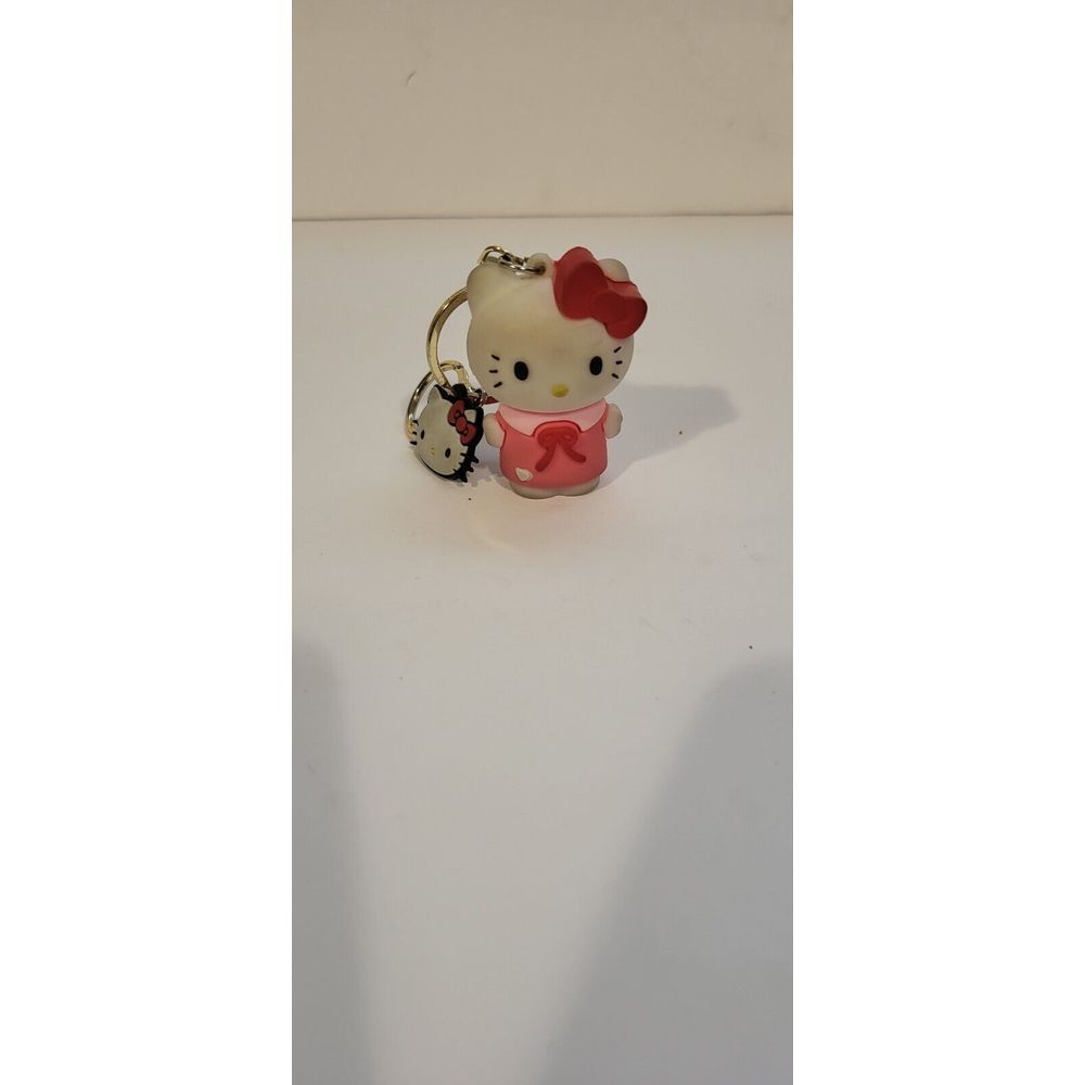 Hello Kitty 2" Chunky Rubber 3D Key Chain / Ring Red & Pink Used